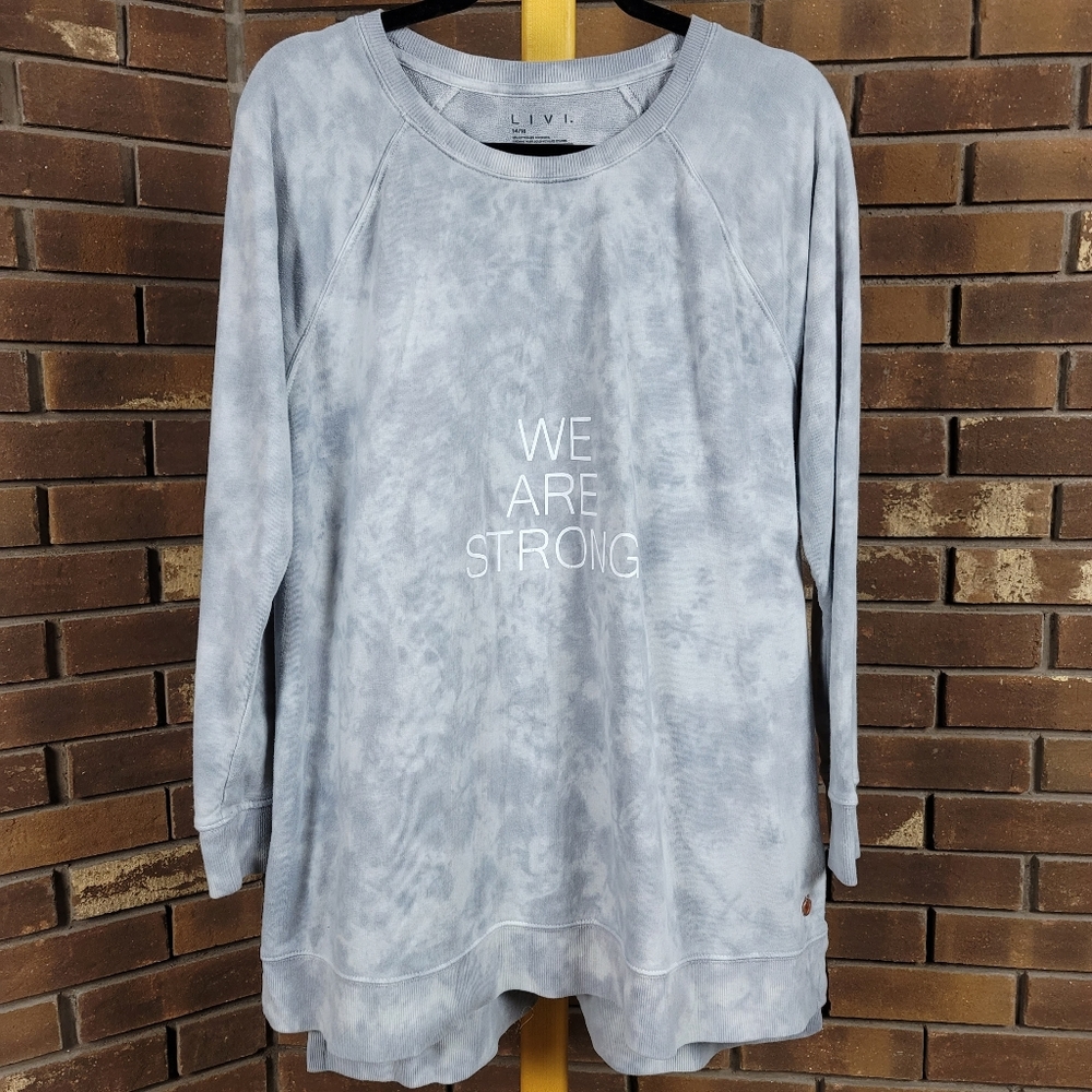 “We Are Strong” Sweatshirt- Size 14/16 by Livi Active - Blue Grey